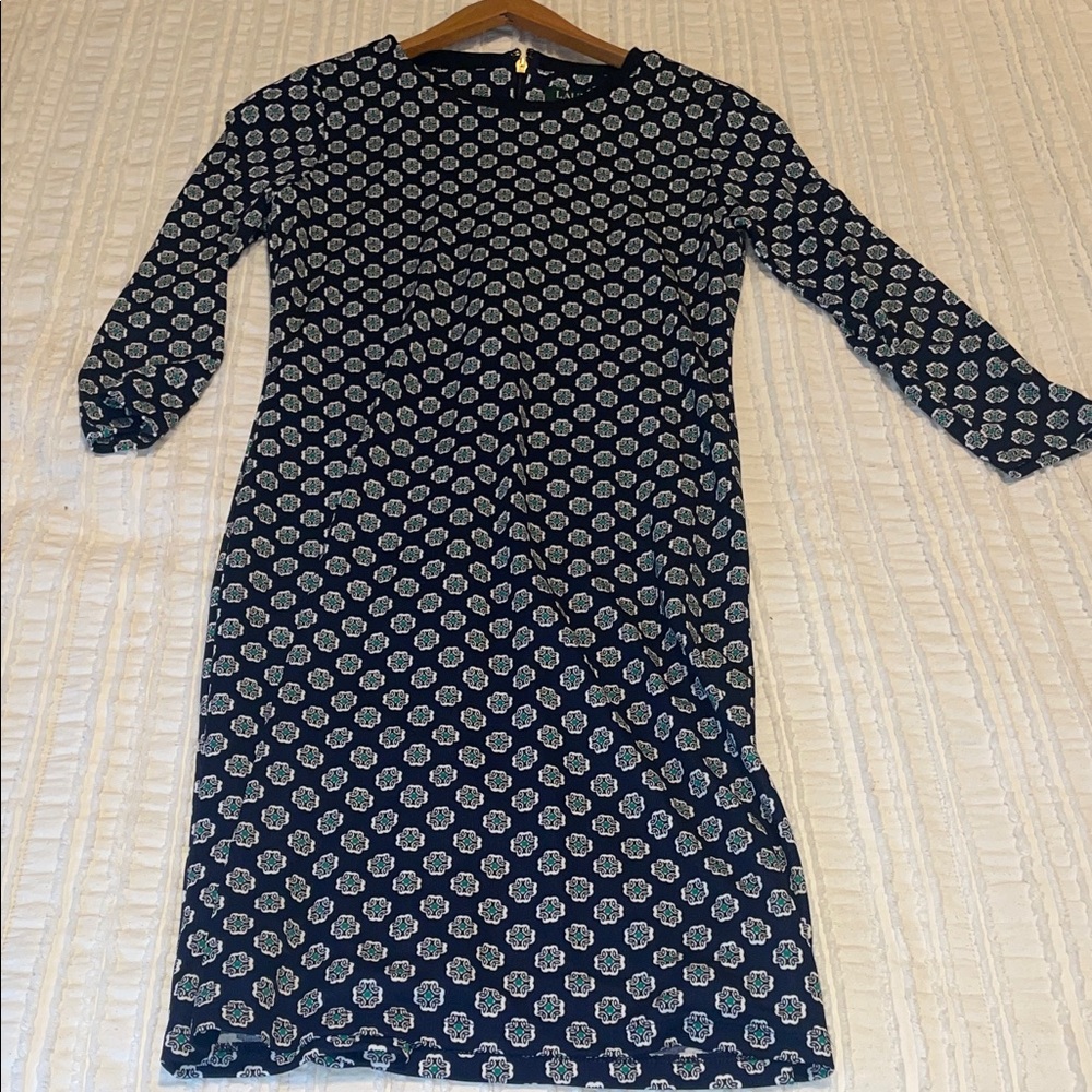 Ralph Lauren Navy Blue Geometric Dress